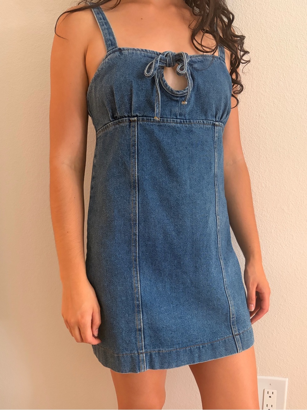 Urban Outfitters Blue Denim Tie-Front Mini Dress